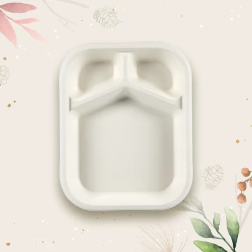 top view of sugarcane bagasse meal tray